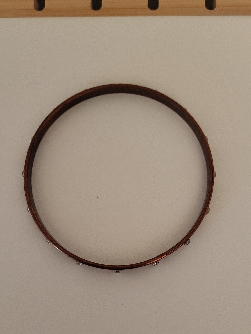 2 Rhinestone-Studded Copper Tone Bangle Bracelets - Picture 5 of 7